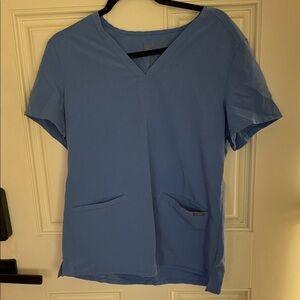 Figs Light Blue Women's Short Sleeve Top Technical Collection Scrub Shirt